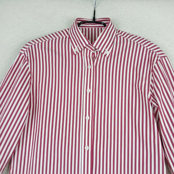 [BUNJANG] Red and White Stripe Long Sleeve Shirt (Size 55) / 여성 레드 화이트 스트라이프 긴팔 셔츠(55)