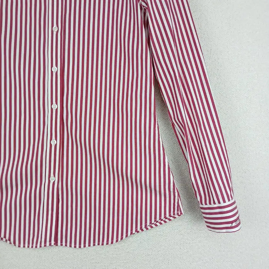 [BUNJANG] Red and White Stripe Long Sleeve Shirt (Size 55) / 여성 레드 화이트 스트라이프 긴팔 셔츠(55)