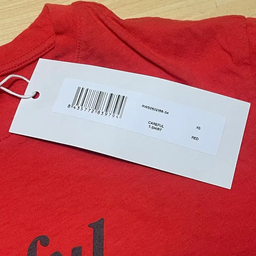 [BUNJANG] Guimaguas Careful Logo T-shirt - Red (XS) / [XS] 새상품 기마구아스 careful 티셔츠/ 26ss