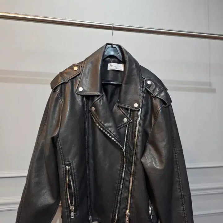 [BUNJANG] Gray Leather Jacket / 그레이 가죽자켓