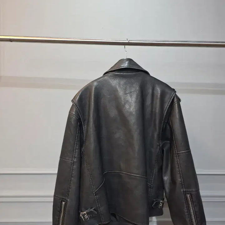 [BUNJANG] Gray Leather Jacket / 그레이 가죽자켓