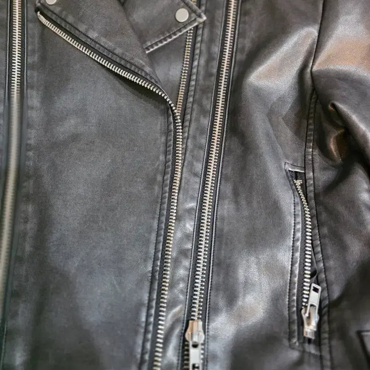 [BUNJANG] Gray Leather Jacket / 그레이 가죽자켓