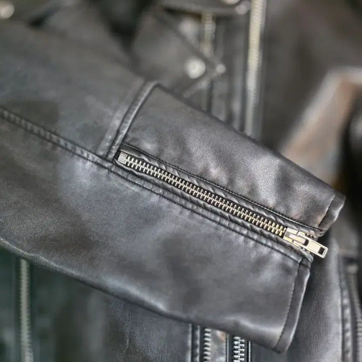 [BUNJANG] Gray Leather Jacket / 그레이 가죽자켓