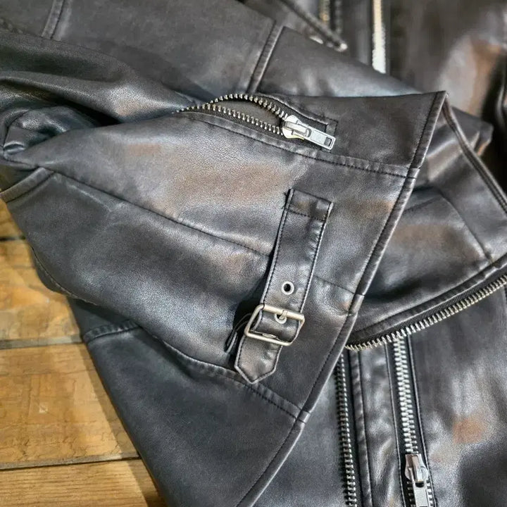 [BUNJANG] Gray Leather Jacket / 그레이 가죽자켓