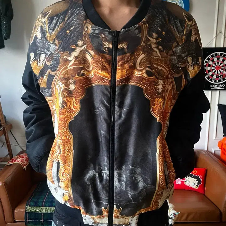 [BUNJANG] XG Ksubi Baroque Graphic Pattern Oversized Bomber Jacket / KSUBI 수비 아카이브 바로크 그래픽 패턴 오버사이즈 봄버 블루종 자켓