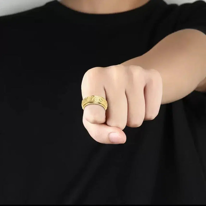 [BUNJANG] Taegeuk Gujajin Eon Taoist Rotating Ring (Size 21) / 태극 구자진언 도가  회전반지 21호