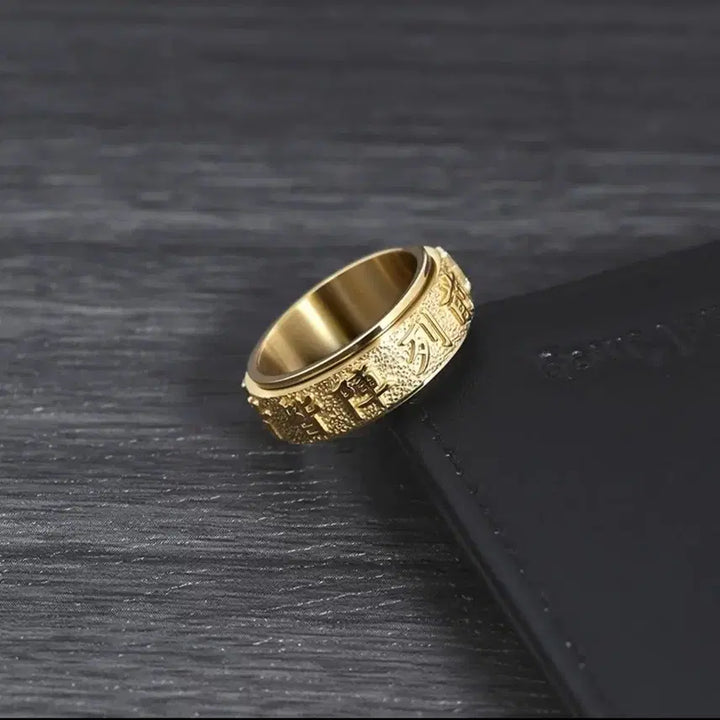 [BUNJANG] Taegeuk Gujajin Eon Taoist Rotating Ring (Size 21) / 태극 구자진언 도가  회전반지 21호