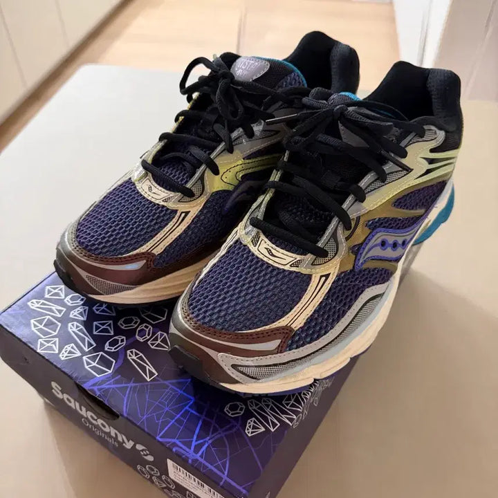 [BUNJANG] Saucony Progrid Omni 9 Purple Yellow Sneakers / 써코니 프로그리드 옴니 9 퍼플 옐로우 280