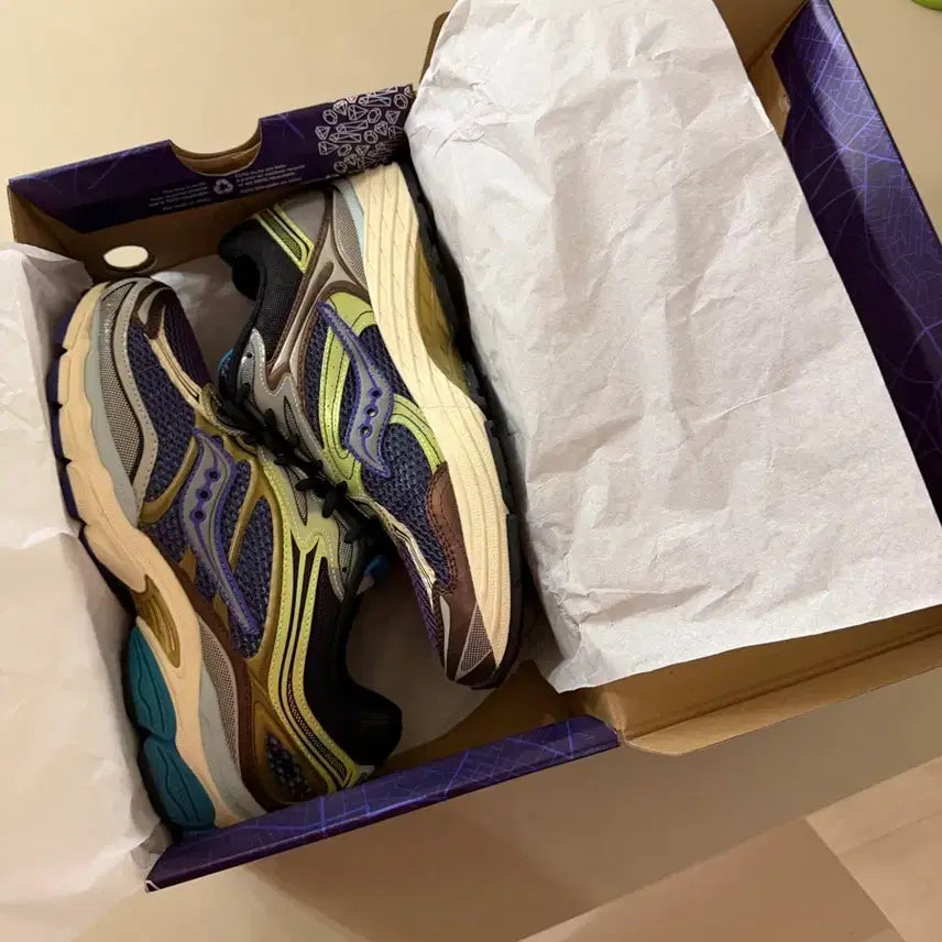 [BUNJANG] Saucony Progrid Omni 9 Purple Yellow Sneakers / 써코니 프로그리드 옴니 9 퍼플 옐로우 280