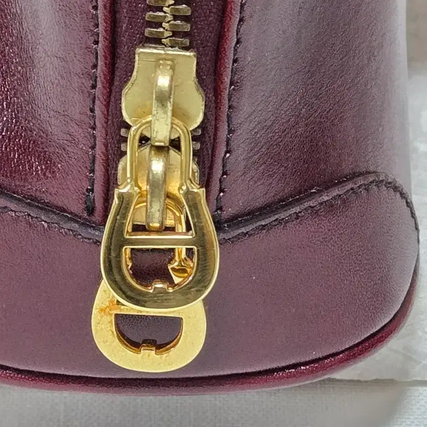 [BUNJANG] AIGNER Burgundy Leather Tote Shoulder Bag / 아이그너 AIGNER 버건디 토트백 숄더백 체인 장식