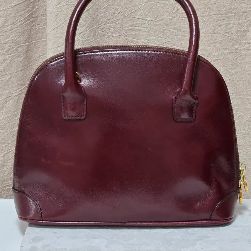 [BUNJANG] AIGNER Burgundy Leather Tote Shoulder Bag / 아이그너 AIGNER 버건디 토트백 숄더백 체인 장식