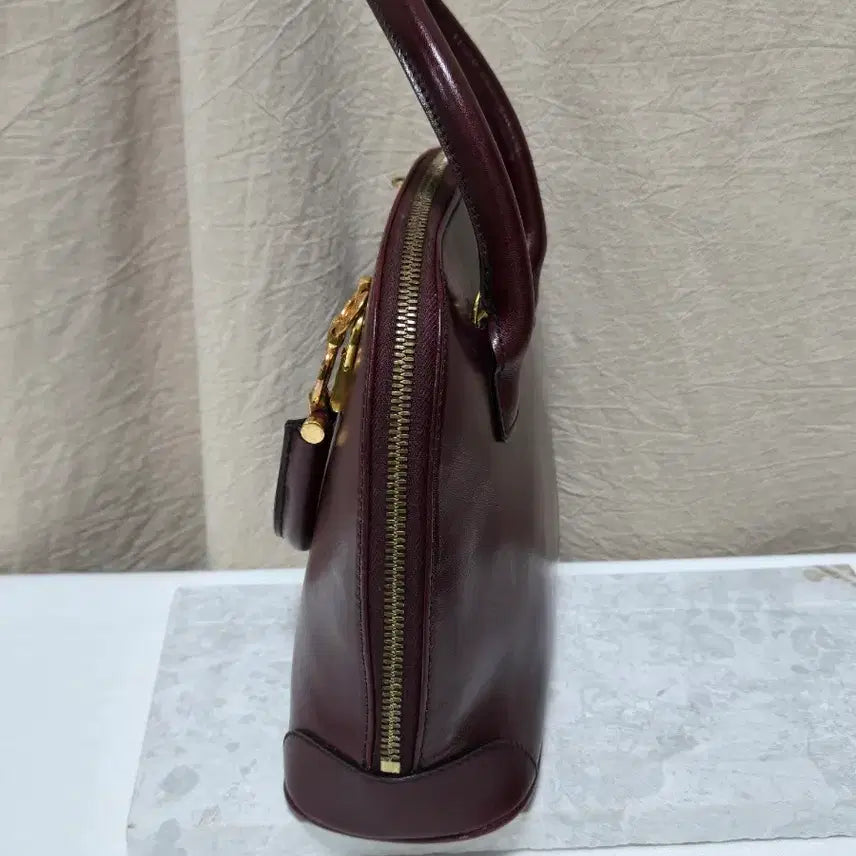 [BUNJANG] AIGNER Burgundy Leather Tote Shoulder Bag / 아이그너 AIGNER 버건디 토트백 숄더백 체인 장식