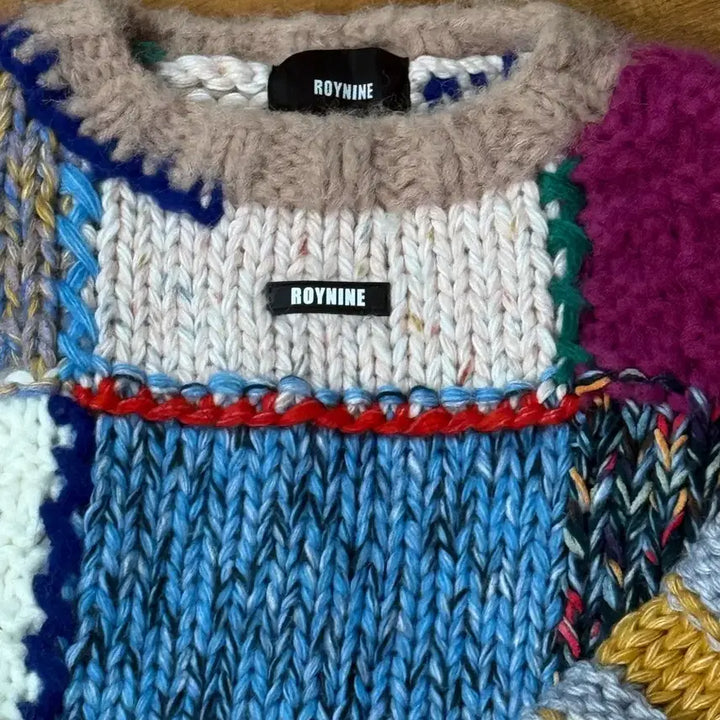 [BUNJANG] ROYNINE Patchwork Knit Sweater / ROYNINE 로이나인 패치워크 니트 스웨터(권은비,이무진등 착용)