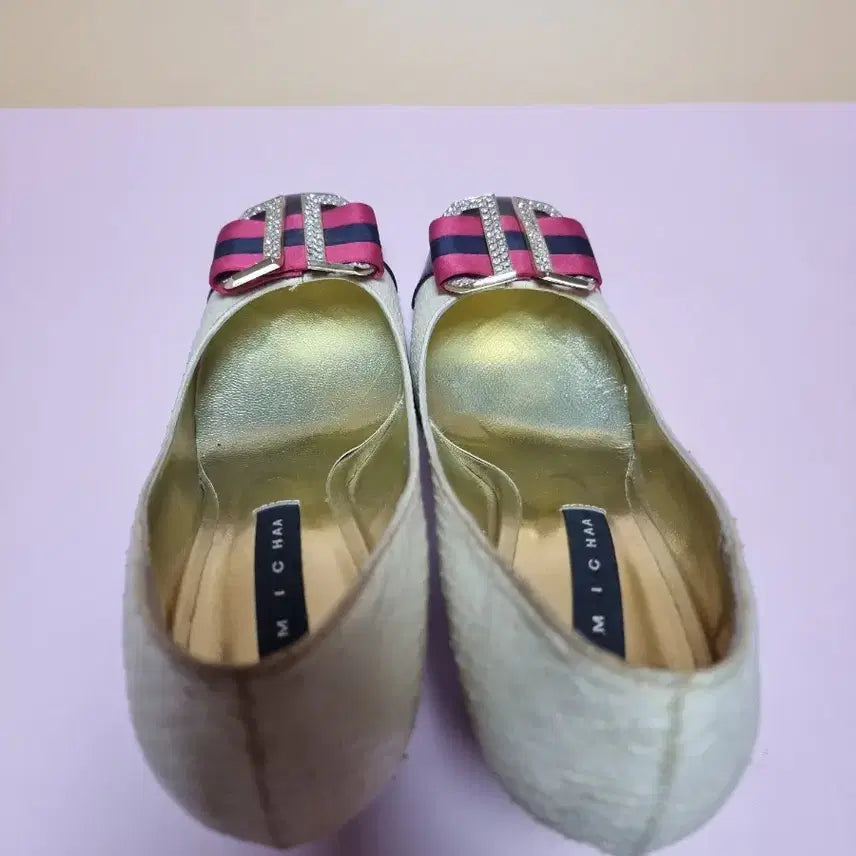 [BUNJANG] Pumps Hill 240 Ivory Black Ribbon / 펌프스힐 240 아이보리 블랙 리본