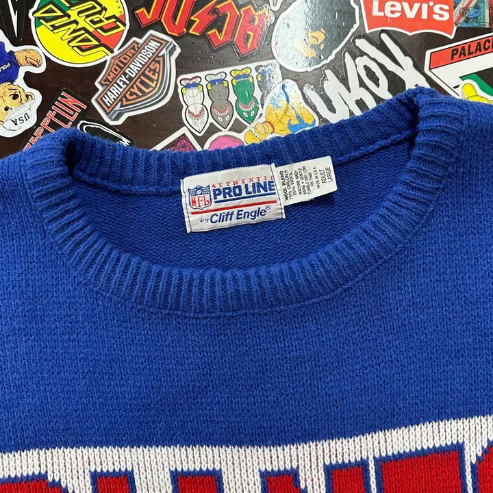 [BUNJANG] Pro Line NFL Giants Acrylic Knit Sweater / 90s USA NFL 자이언츠 아크릴 니트 스웨터 L