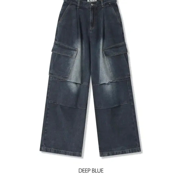 [BUNJANG] Urban Dress Cargo Wide Pants - Deep Blue - M Size / 어반드레스 카고 팬츠, 와이드 팬츠, 딥블루, M사이즈