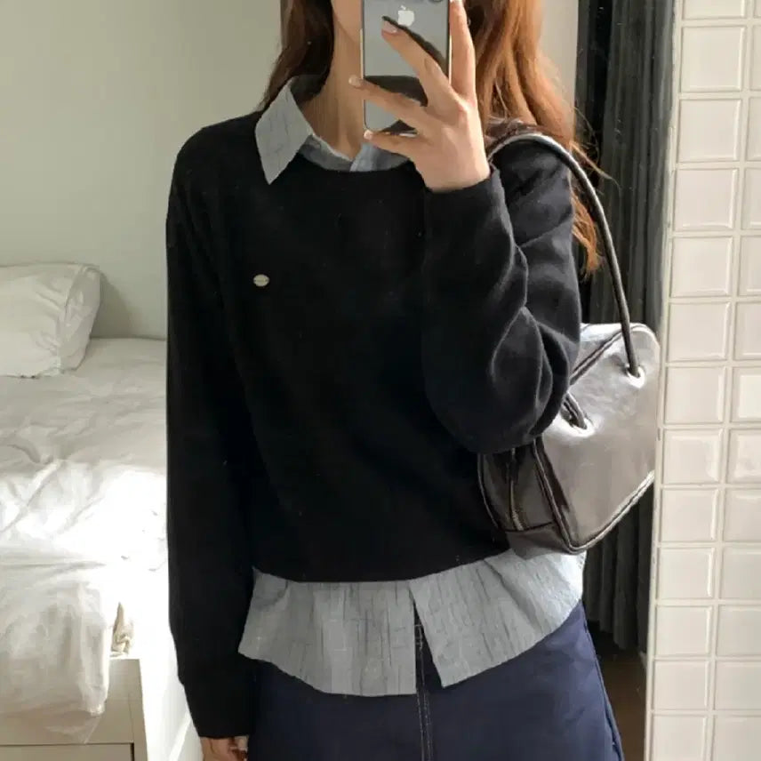 [BUNJANG] Real Coco Black Fleece V-Neck Sweater / (새상품) 리얼코코 시오니트 블랙 기모 V넥