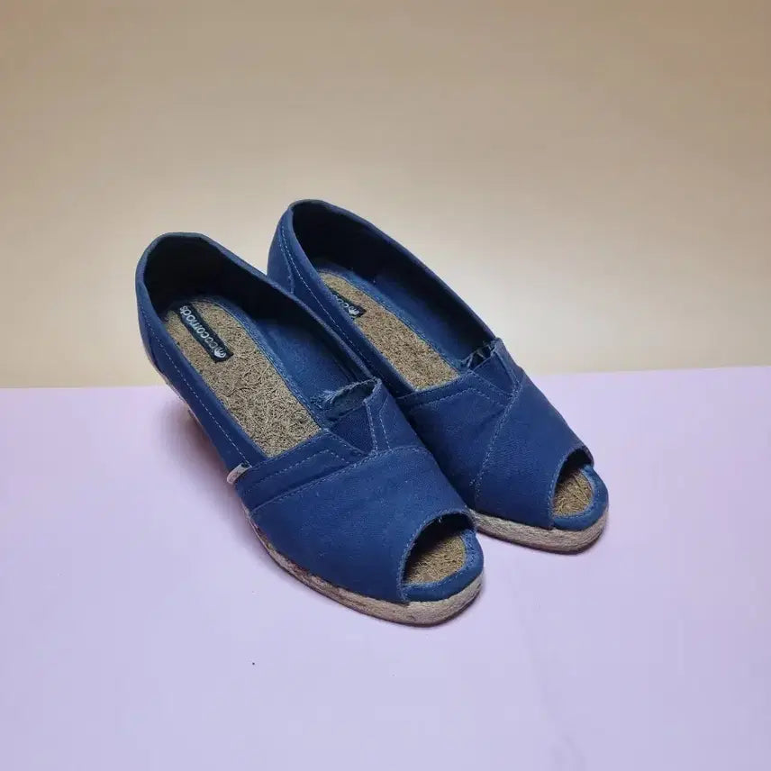 [BUNJANG] Blue Open-toe Wedge Heels / 블루 240 오픈토 웨지힐