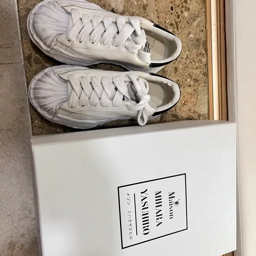 [BUNJANG] Mihara Yasuhiro Blakey Leather White Sneakers / 미하라 야스히로 블레이키  37사이즈 레더 화이트