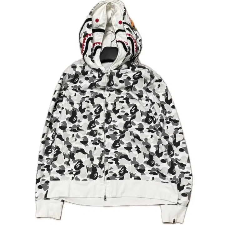 [BUNJANG] BAPE Double Shark Camo Hoodie / (마지막에눌) 베이프 후드집업 더블샤크 카모 화이트