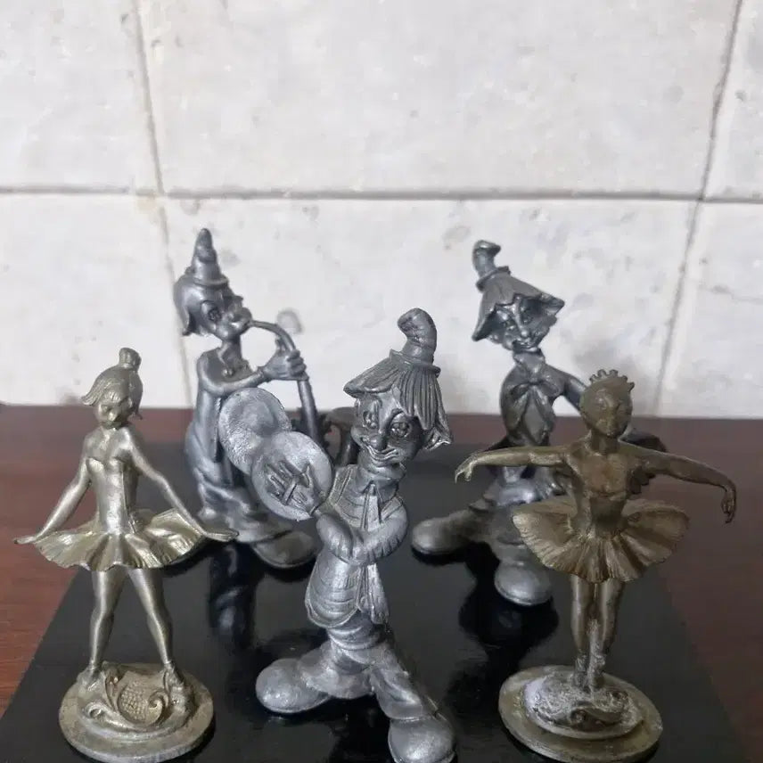 [BUNJANG] Tin Ballet Dancer, Musician Clown Bronze Figure Set / 주석 발레리나,악사 광대 브론즈5세트