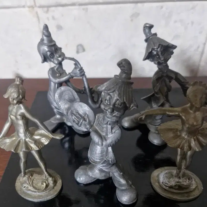 [BUNJANG] Tin Ballet Dancer, Musician Clown Bronze Figure Set / 주석 발레리나,악사 광대 브론즈5세트