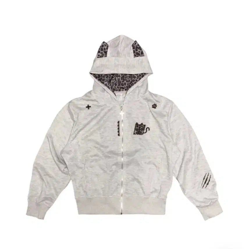 [BUNJANG] Leopard Print Cat Hoodie / 레오파드 고양이 후드집업