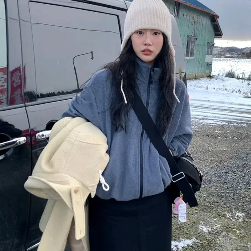 [BUNJANG] UnderB Moment Fleece Half-Neck Zip-Up (Gray) / 언더비_모멘트 플리스 하프넥 집업 (gray)