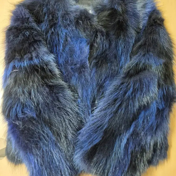 [BUNJANG] Jindo Klever Blue Black Raccoon Fur Jacket / 진도 끌레베 블루블랙 라쿤퍼 모피 55