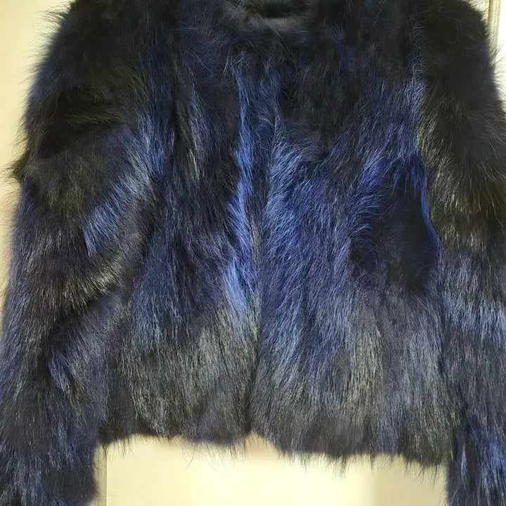 [BUNJANG] Jindo Klever Blue Black Raccoon Fur Jacket / 진도 끌레베 블루블랙 라쿤퍼 모피 55