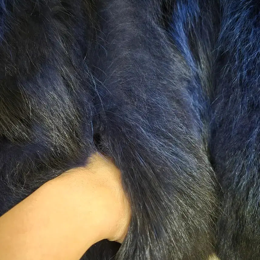 [BUNJANG] Jindo Klever Blue Black Raccoon Fur Jacket / 진도 끌레베 블루블랙 라쿤퍼 모피 55