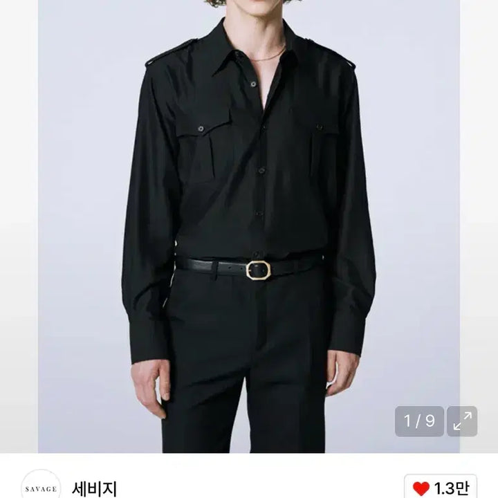 [BUNJANG] Savage Black Military Rayon Shirt L / 세비지 블랙 밀리터리 레이온 셔츠 L
