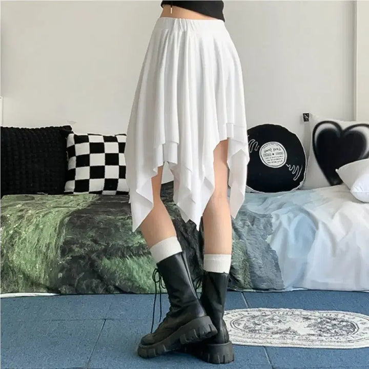 [BUNJANG] Unbalanced Banding Skirt / 언발란스 밴딩 스커트