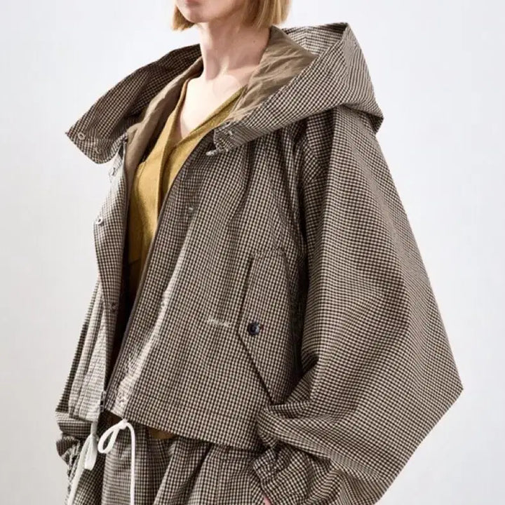 [BUNJANG] System 25FW Check Hooded Zip-Up Jacket and Skirt Set / 한섬 25fw신상 시스템 체크 후드 집업+스커트 셋업 55