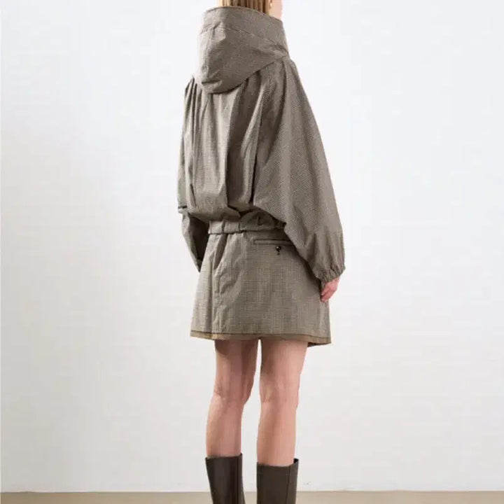 [BUNJANG] System 25FW Check Hooded Zip-Up Jacket and Skirt Set / 한섬 25fw신상 시스템 체크 후드 집업+스커트 셋업 55