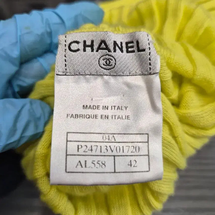 [BUNJANG] CHANEL Cashmere Knit Top / CHANEL 샤넬 정품 여성 형광 골지 캐시미어 니트 탑