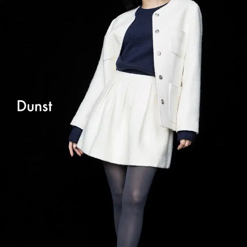 [BUNJANG] Dunst Spencer Collarless Tweed Jacket / 새상품) 던스트 스펜서 카라리스 트위드 자켓