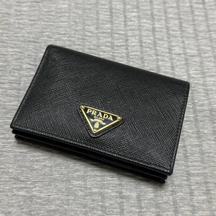 [BUNJANG] Prada Saffiano Triangle Wallet Black / 프라다 사피아노 트라이앵글 반지갑 블랙