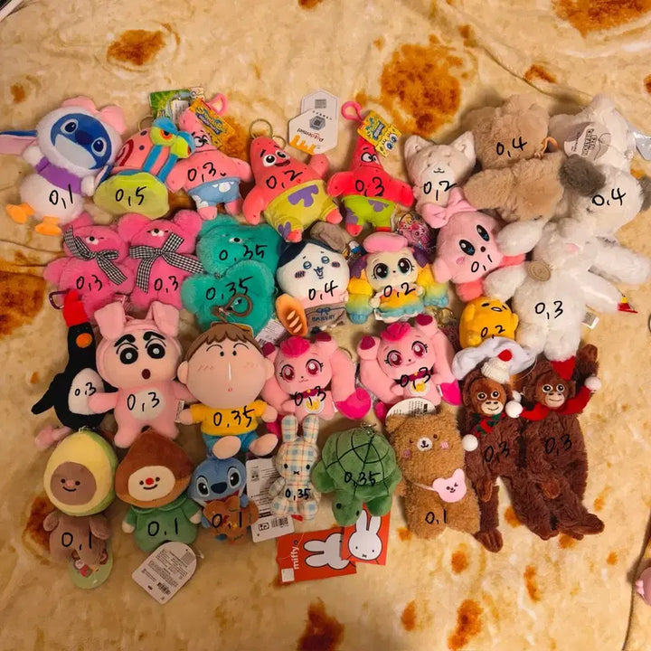[BUNJANG] Doll Keyring Bundle Set / 인형 키링 와사비베어 핑핑이 뭉뭉이 노블래빗 맹구 짱구 체크 미피 등