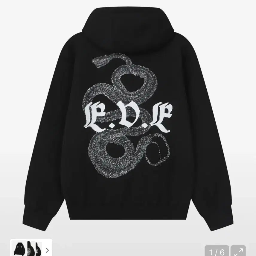 [BUNJANG] Eve in the World Snake Black Hoodie Zip-up / 이브인더월드 스네이크 블랙 후드집업