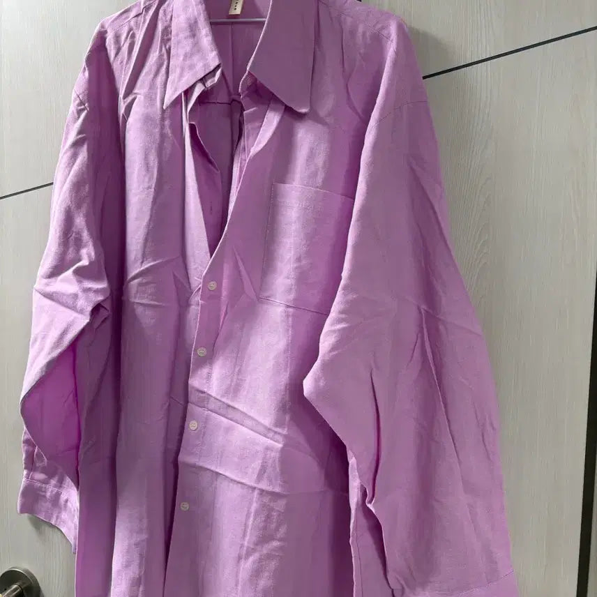 [BUNJANG] Pink Waffle Oversized Mini Shirt Dress / 와플 박시 핑크 셔츠 미니원피스