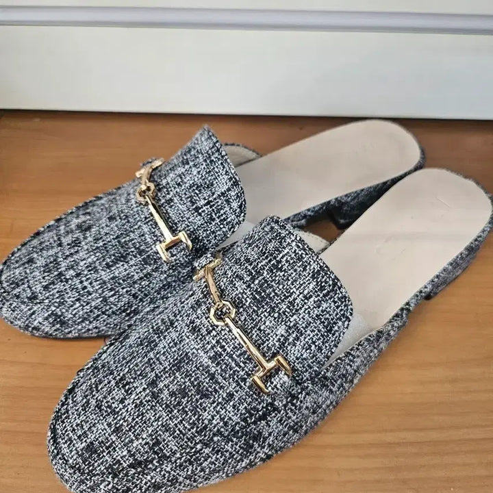 [BUNJANG] Ivy Shoes Tweed Mule Slippers / 아이비 슈즈 트위드 뮬 슬리퍼 새상품
