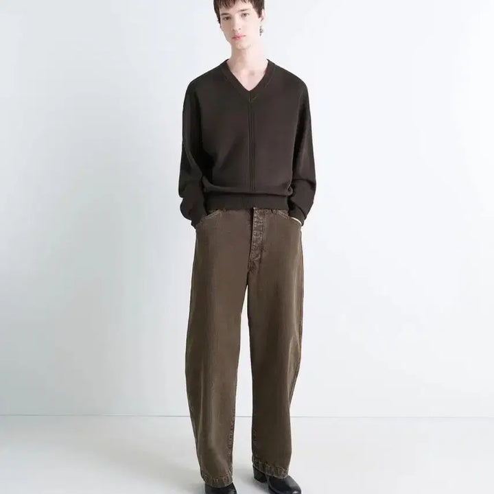 [BUNJANG] Lemaire Cropped V-Neck Sweater / 르메르 크롭  V넥 스웨터
