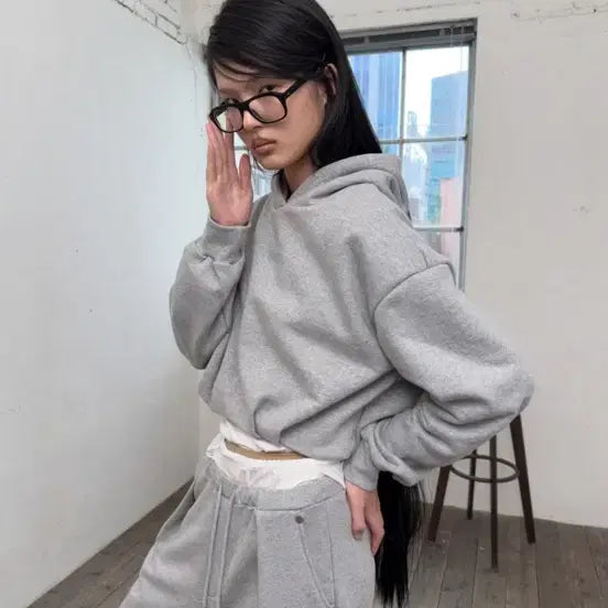 [SOLD OUT] 새상품 | 포르테나 핀턱 벌룬 스웻 후드 (그레이)