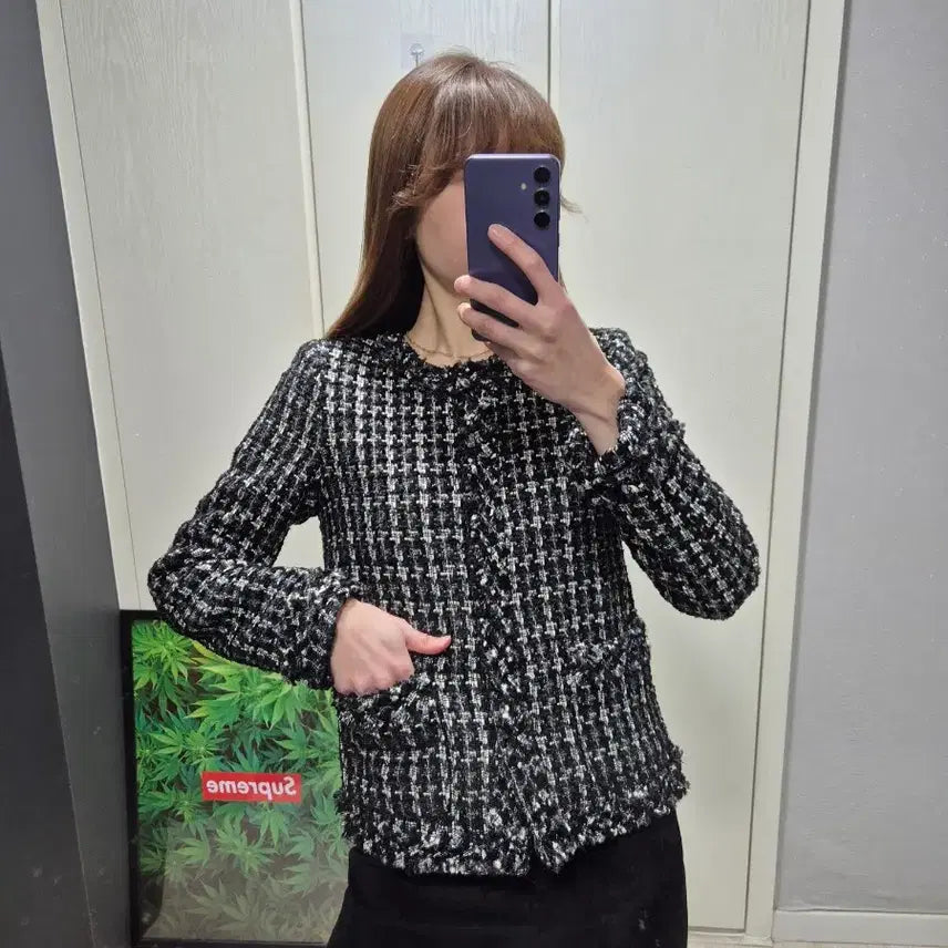 [BUNJANG] Black Lady Tweed Jacket / (세일)빈티지 블랙레이디 트위드 자켓