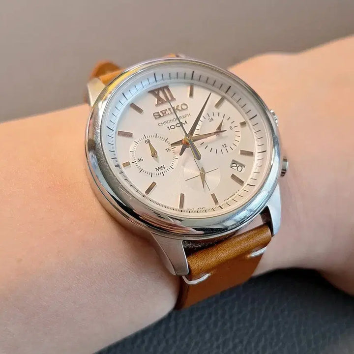[BUNJANG] Seiko Chronograph Leather Watch / 세이코 크로노그래프 가죽 시계