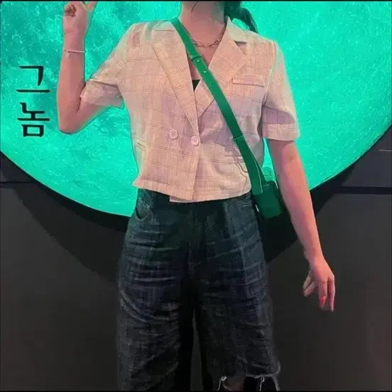 [BUNJANG] Yellow Check Short-Sleeve Blazer / 5/26까지 노랑 체크 반팔 블레이저