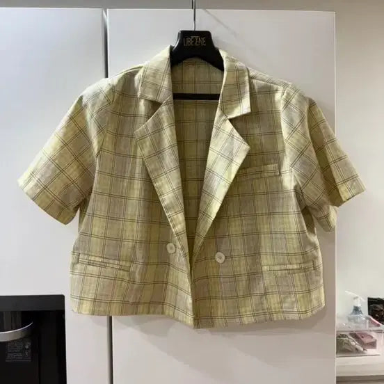 [BUNJANG] Yellow Check Short-Sleeve Blazer / 5/26까지 노랑 체크 반팔 블레이저