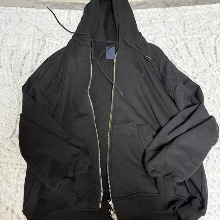 [BUNJANG] Juun.J Double Layered Hooded Zip-Up Black M / 준지 더블레이어드 후드 집업 25ss 블랙 M
