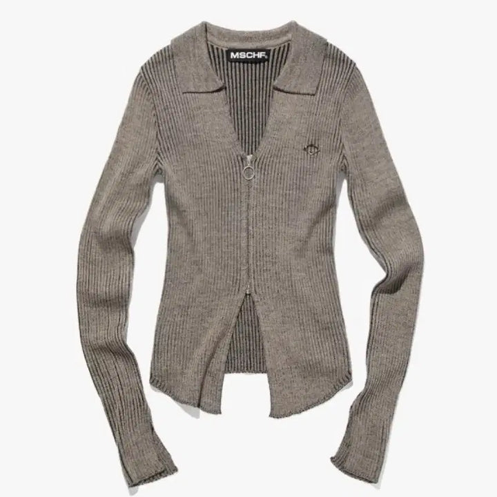 [BUNJANG] MSCHIEF Knitted Two-Tone Zip-Up Cardigan / 미스치프 MSCHIEF 니티드 투톤 집업 가디건